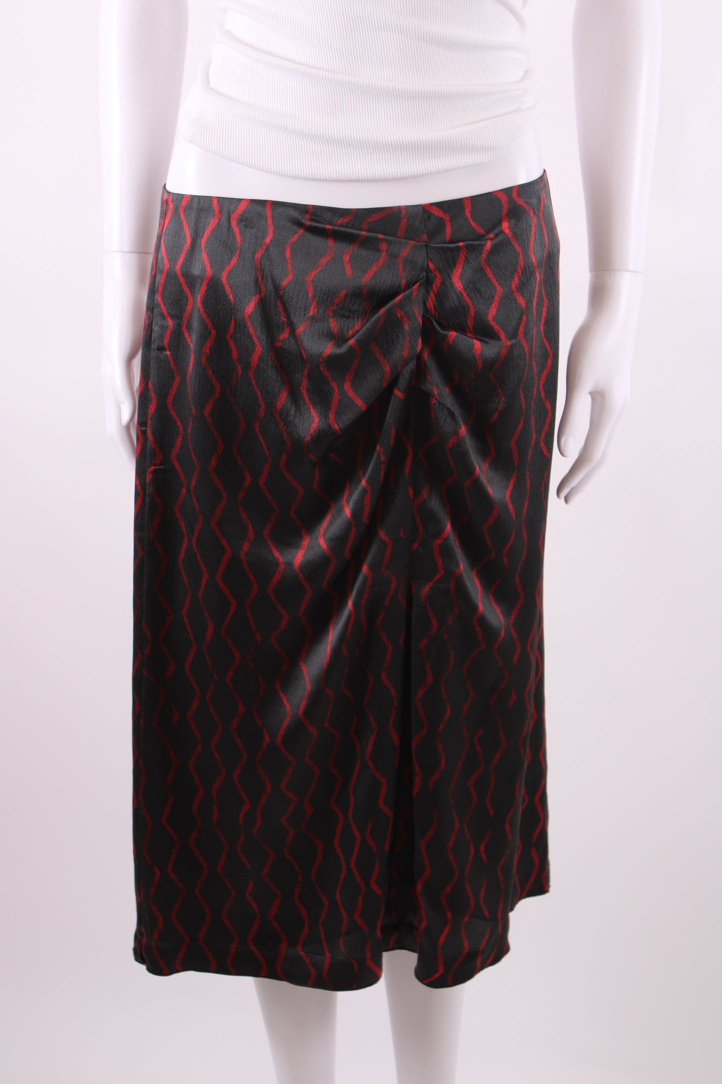 Isabel Marant zig zag pattern silk skirt black and red M | Medium, Black