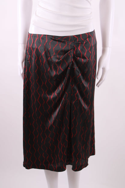 Isabel Marant zig zag pattern silk skirt black and red M | Medium, Black