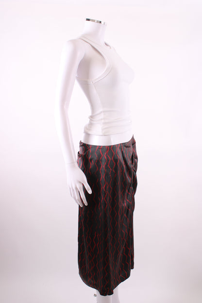 Isabel Marant zig zag pattern silk skirt black and red M | Medium, Black