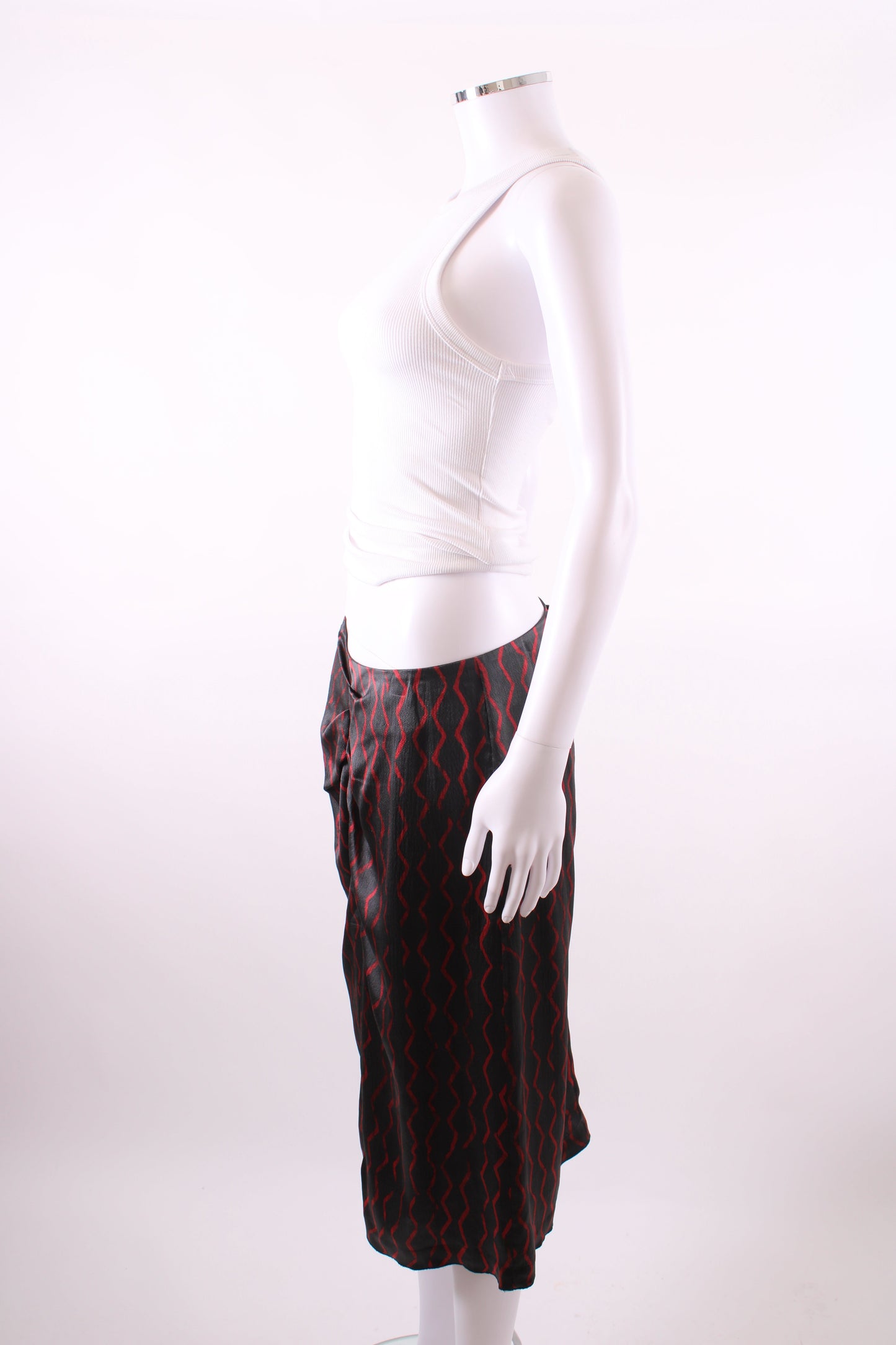 Isabel Marant zig zag pattern silk skirt black and red M | Medium, Black