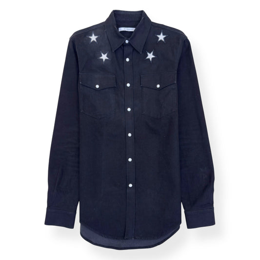 GIVENCHY STAR EMBROIDERED DENIM SHIRT BLACK / WHITE S | Small, Multicoloured