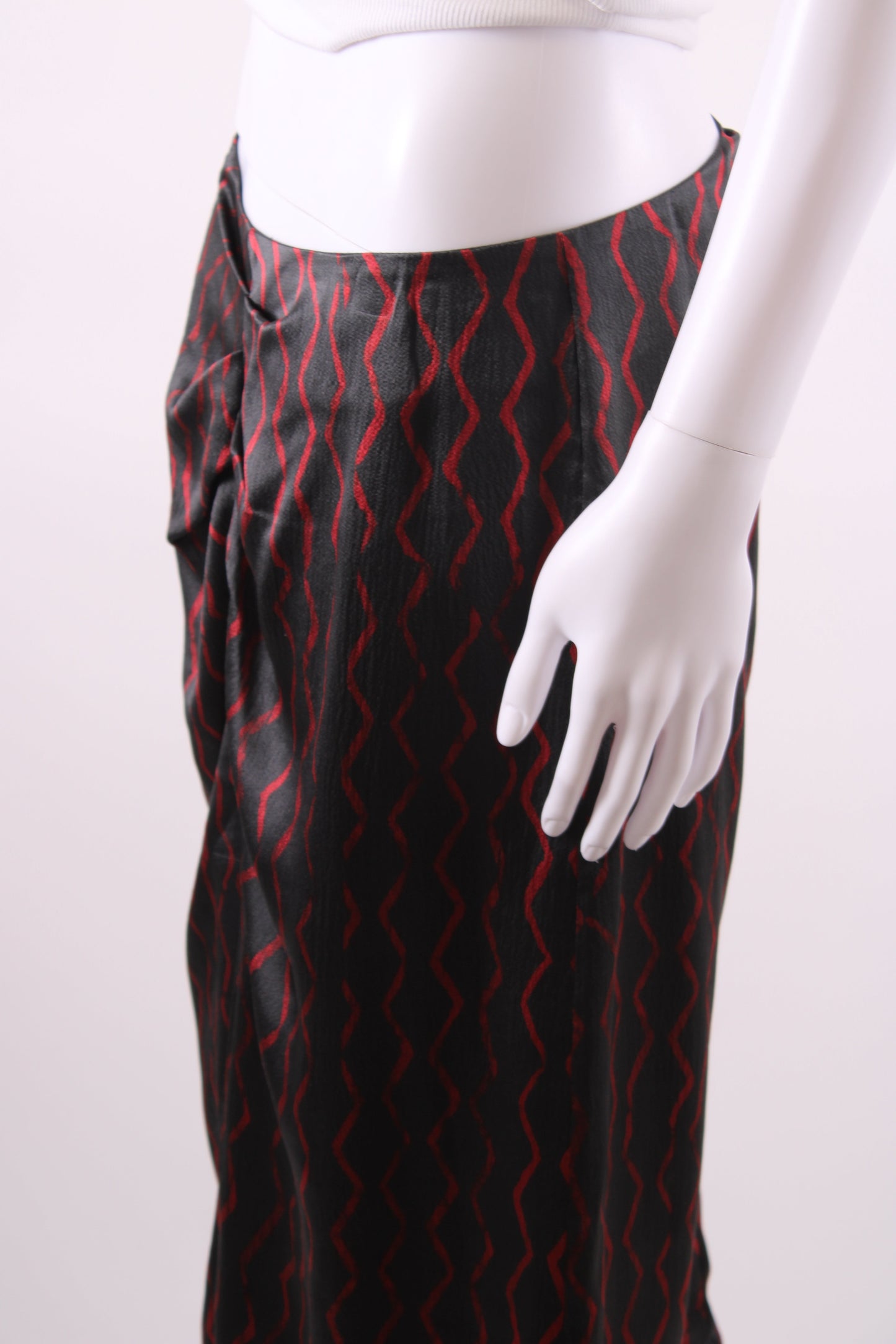 Isabel Marant zig zag pattern silk skirt black and red M | Medium, Black