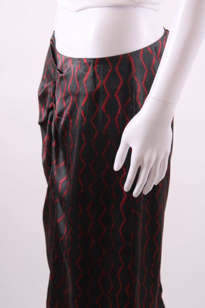 Isabel Marant zig zag pattern silk skirt black and red M | Medium, Black