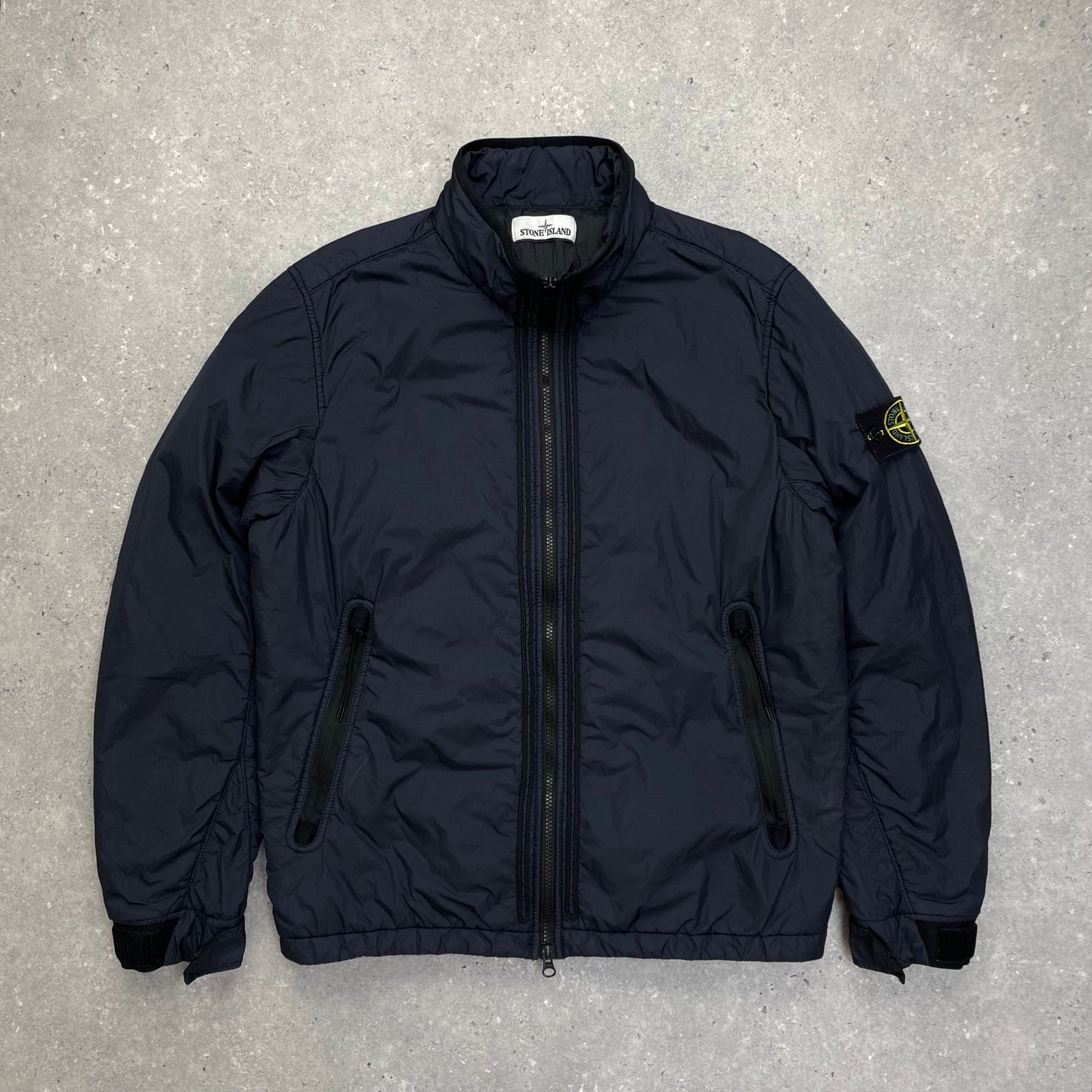 Stone Island Navy Padded Garment Dyed Crinkle Reps Jacket | Medium, Navy