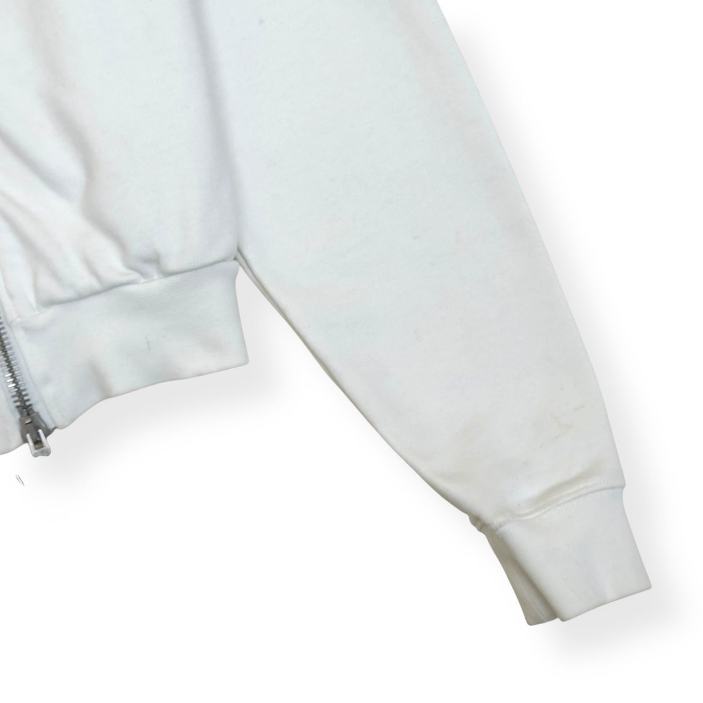 OFF-WHITE ZIP-UP CROPPED HOODIE WHITE S | Small, White