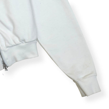 OFF-WHITE ZIP-UP CROPPED HOODIE WHITE S | Small, White