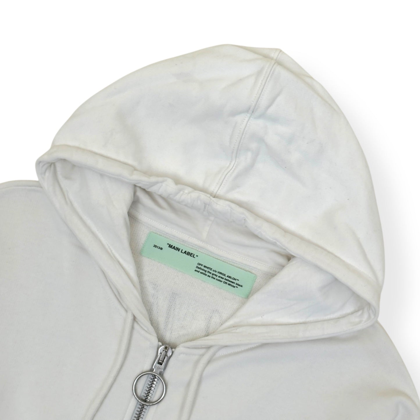 OFF-WHITE ZIP-UP CROPPED HOODIE WHITE S | Small, White
