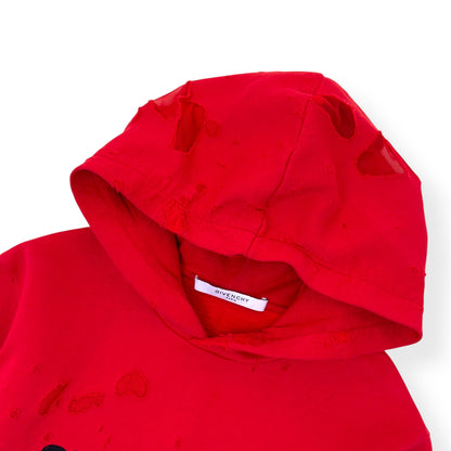 GIVENCHY DISTRESSED LOGO HOODIE RED M | Medium, Red