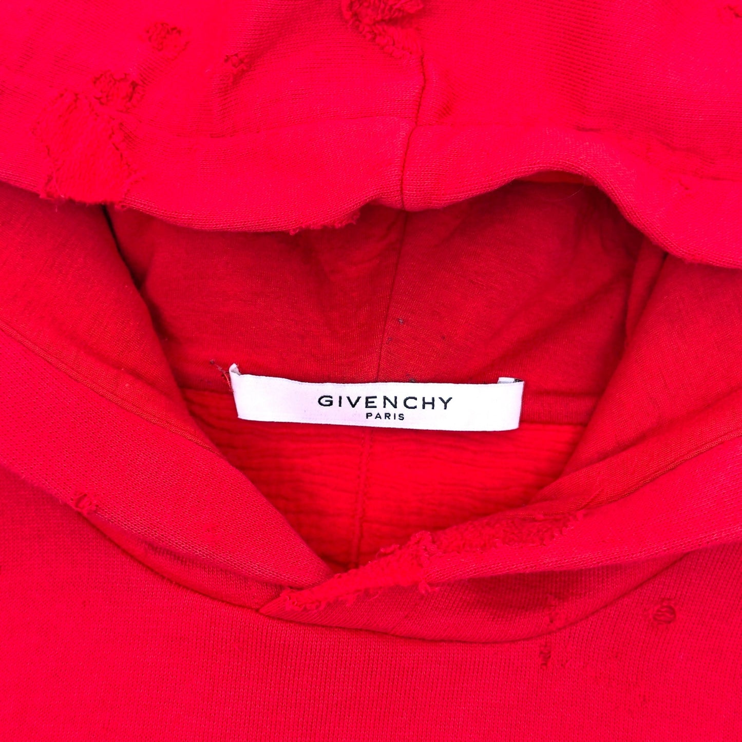 GIVENCHY DISTRESSED LOGO HOODIE RED M | Medium, Red