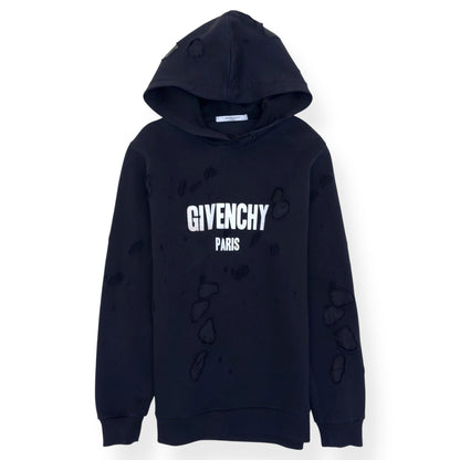 GIVENCHY DISTRESSED LOGO HOODIE BLACK M | Medium, Black