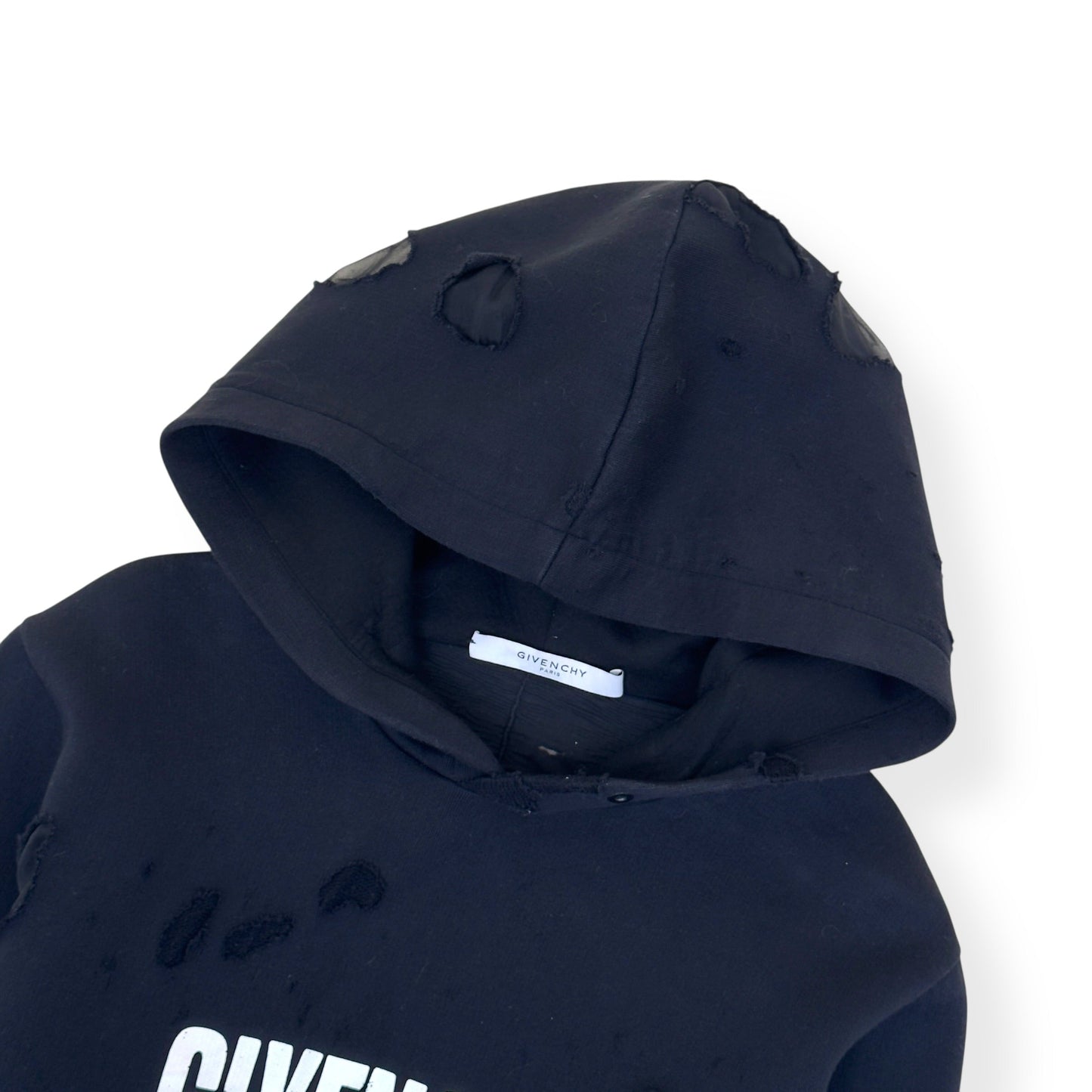 GIVENCHY DISTRESSED LOGO HOODIE BLACK M | Medium, Black