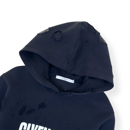 GIVENCHY DISTRESSED LOGO HOODIE BLACK M | Medium, Black
