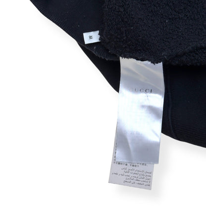 GUCCI LOGO PRINT DISTRESSED HOODIE BLACK M | Medium, Black