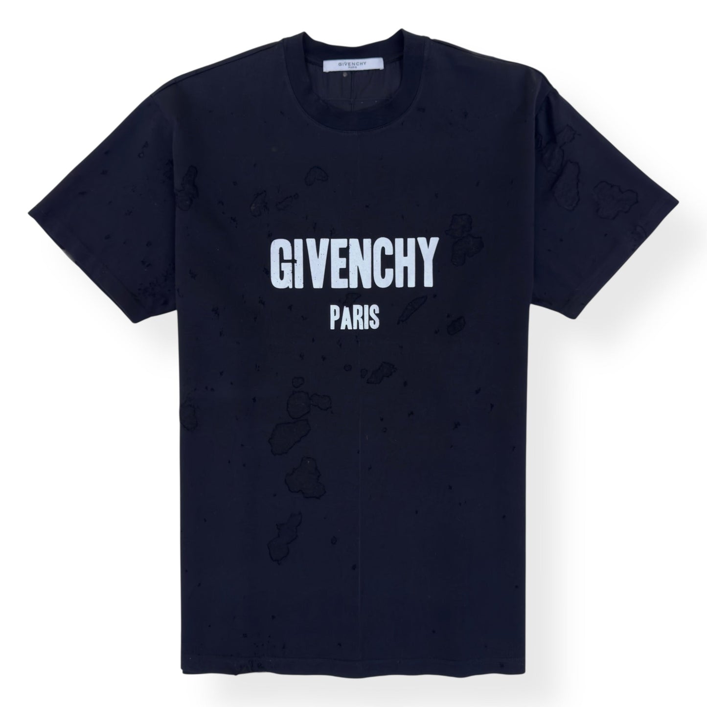 GIVENCHY DISTRESSED LOGO T-SHIRT BLACK S | Small, Black
