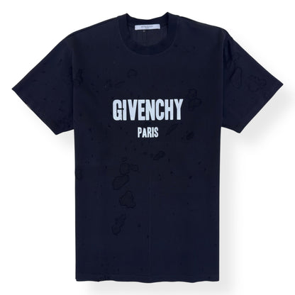 GIVENCHY DISTRESSED LOGO T-SHIRT BLACK S | Small, Black