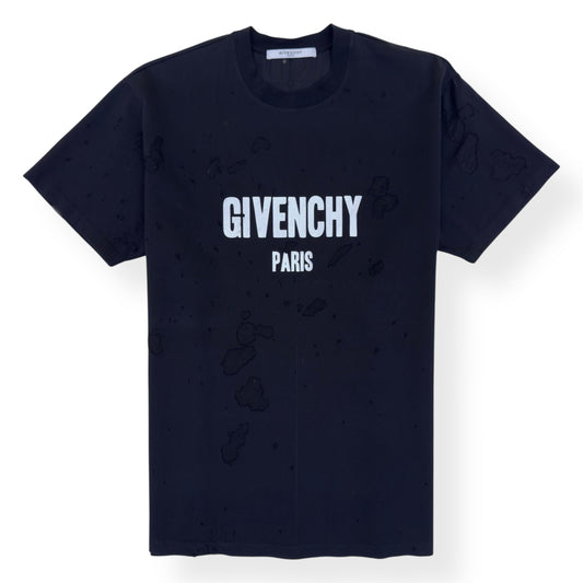 GIVENCHY DISTRESSED LOGO T-SHIRT BLACK S | Small, Black