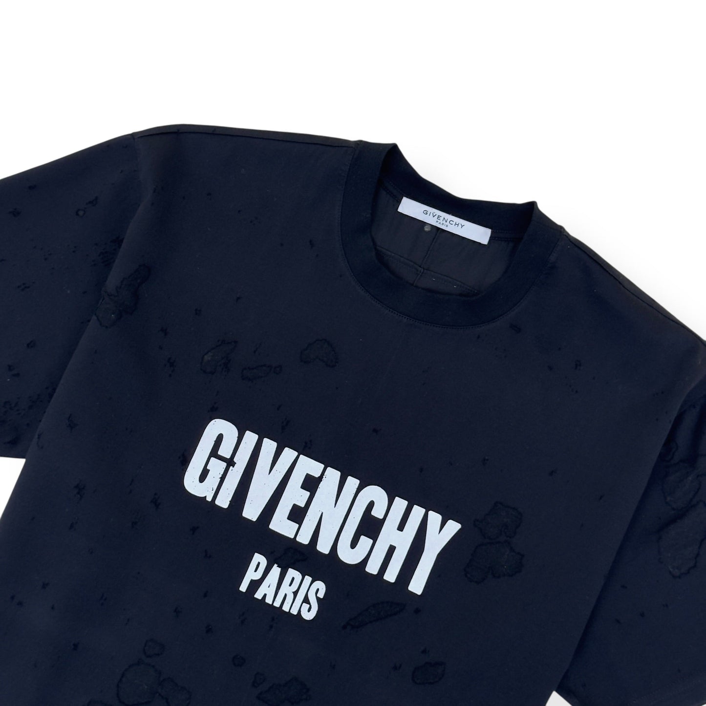 GIVENCHY DISTRESSED LOGO T-SHIRT BLACK S | Small, Black
