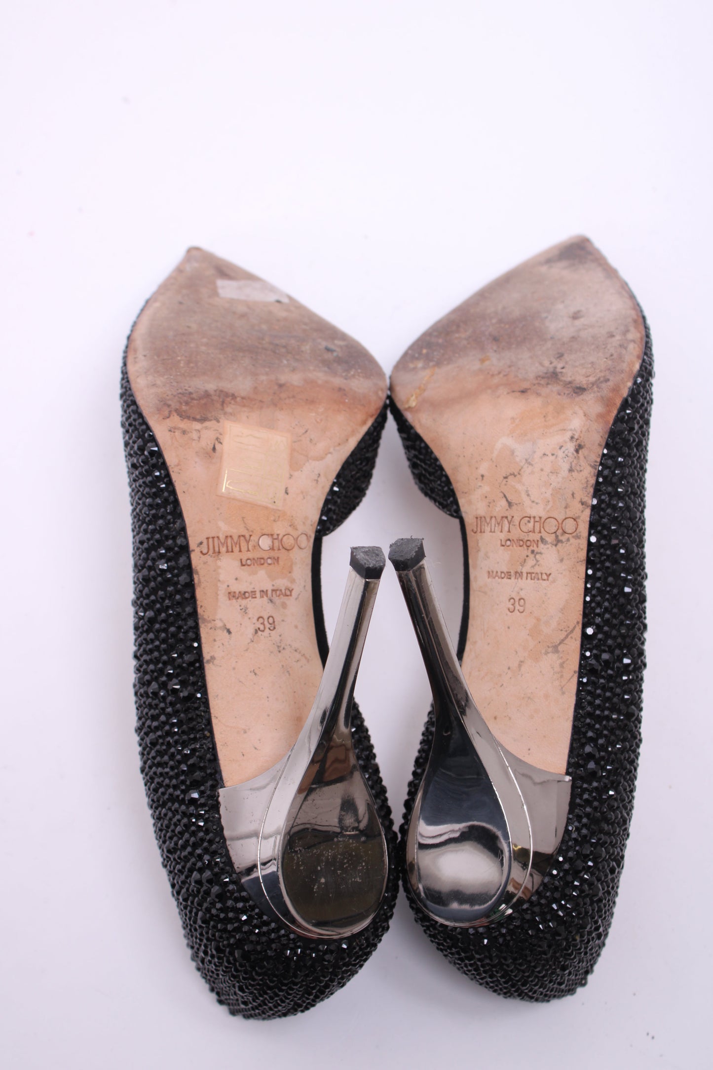 Jimmy Choo Crystal Embellished Heels Black 39 | O/S, Black