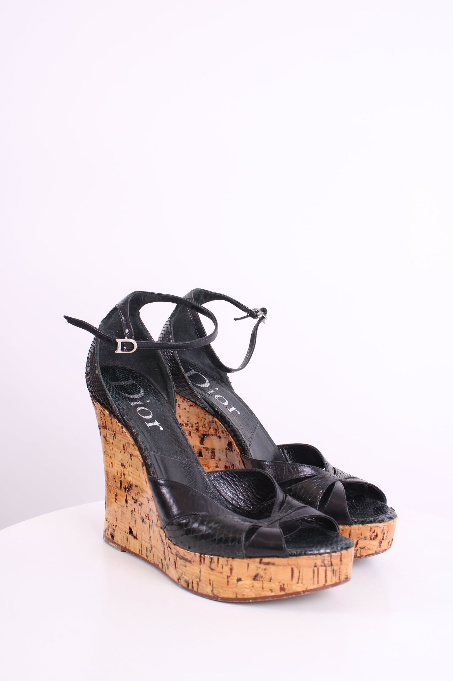 Dior Snake Cork Wedges Black 37 | O/S, Black
