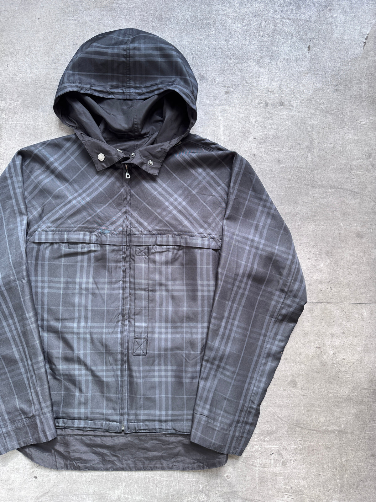 2000's Burberry UK Made Packable Plaid Tech Jacket | Large
