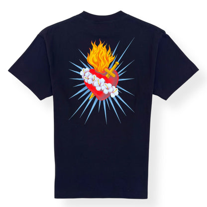 PALM ANGELS FLAMING HEART T-SHIRT BLACK L | Large, Black