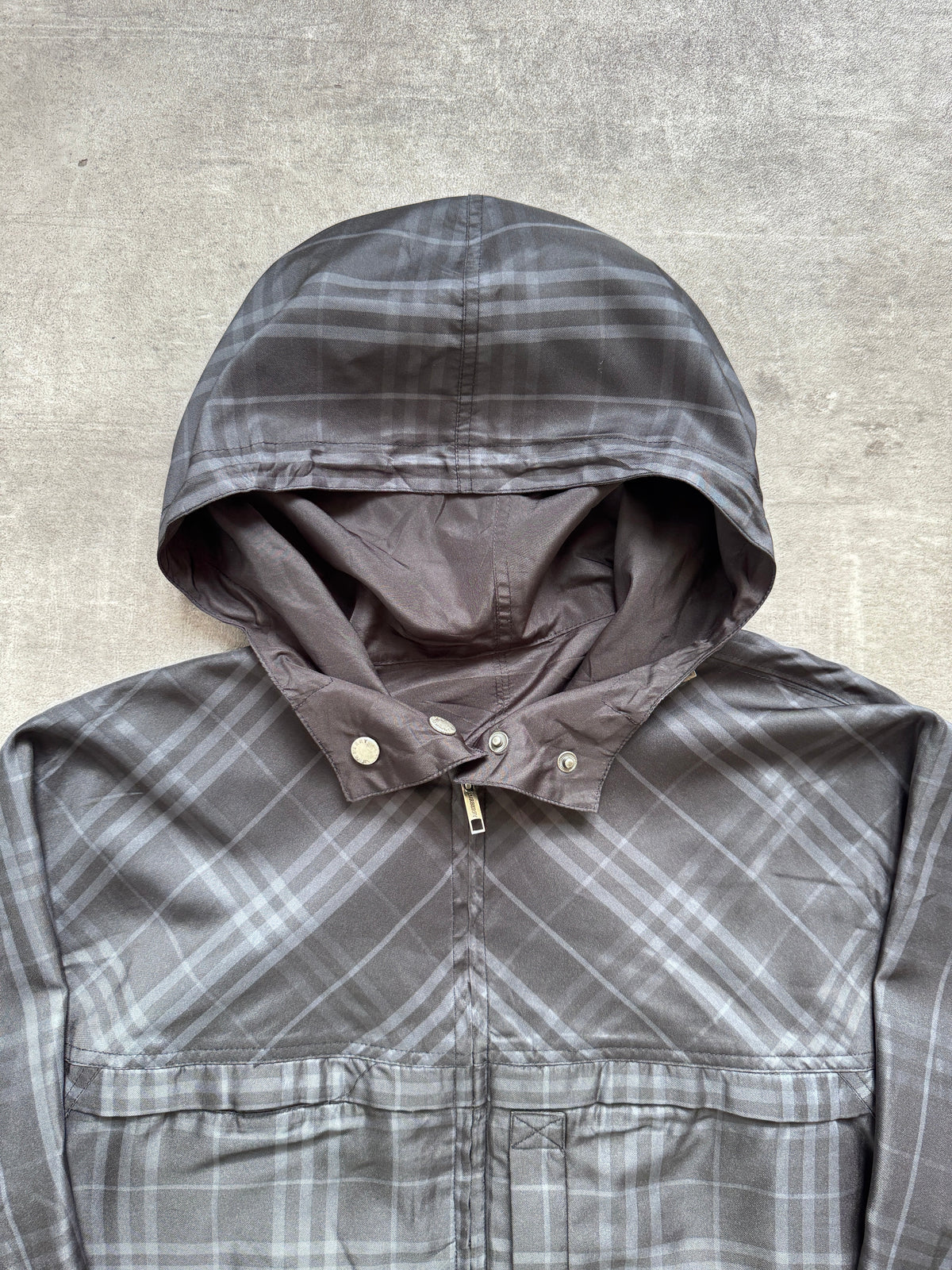 2000's Burberry UK Made Packable Plaid Tech Jacket | Large
