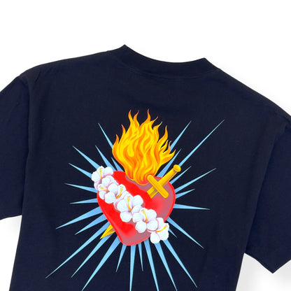 PALM ANGELS FLAMING HEART T-SHIRT BLACK L | Large, Black