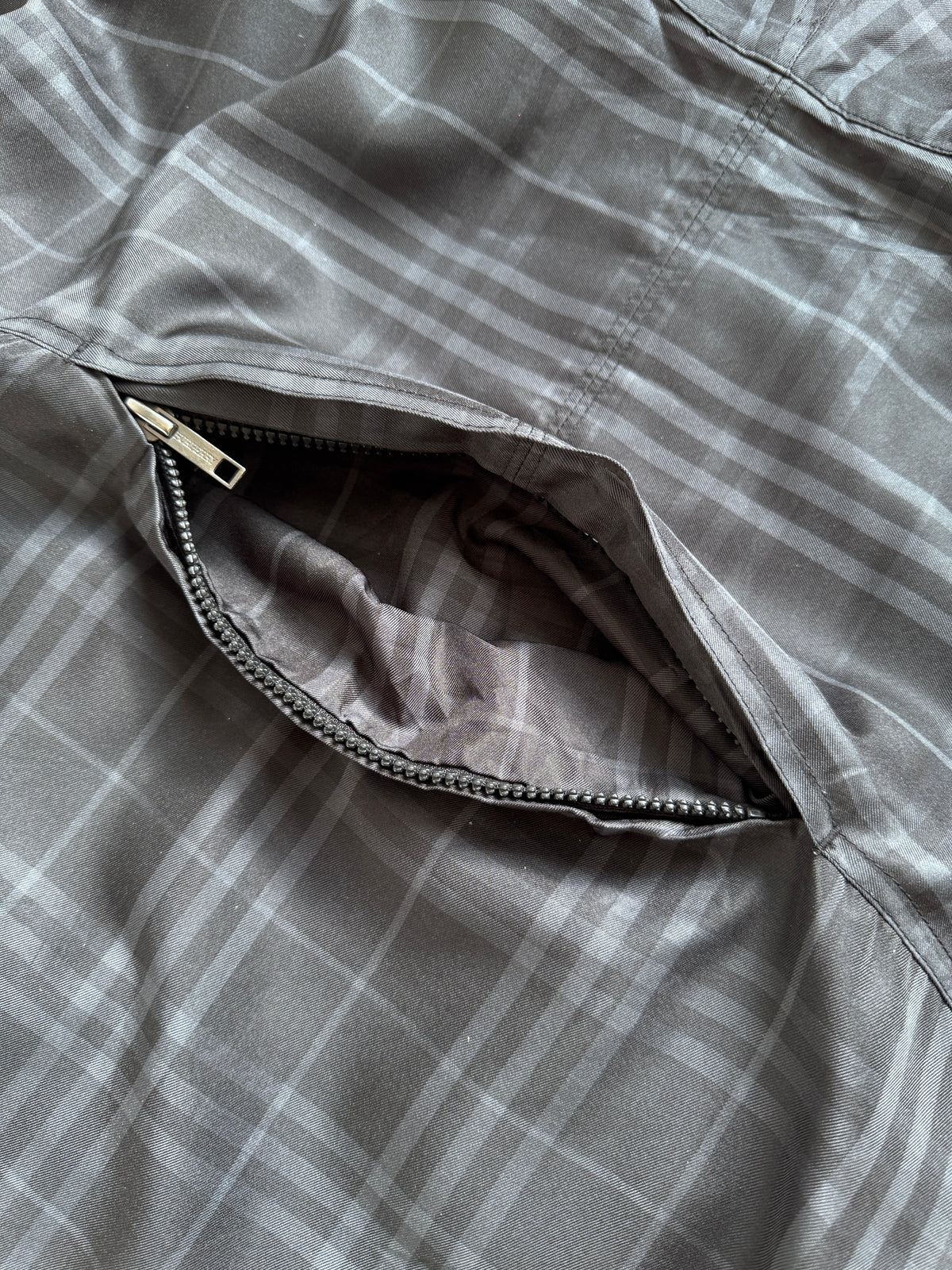 2000's Burberry UK Made Packable Plaid Tech Jacket | Large