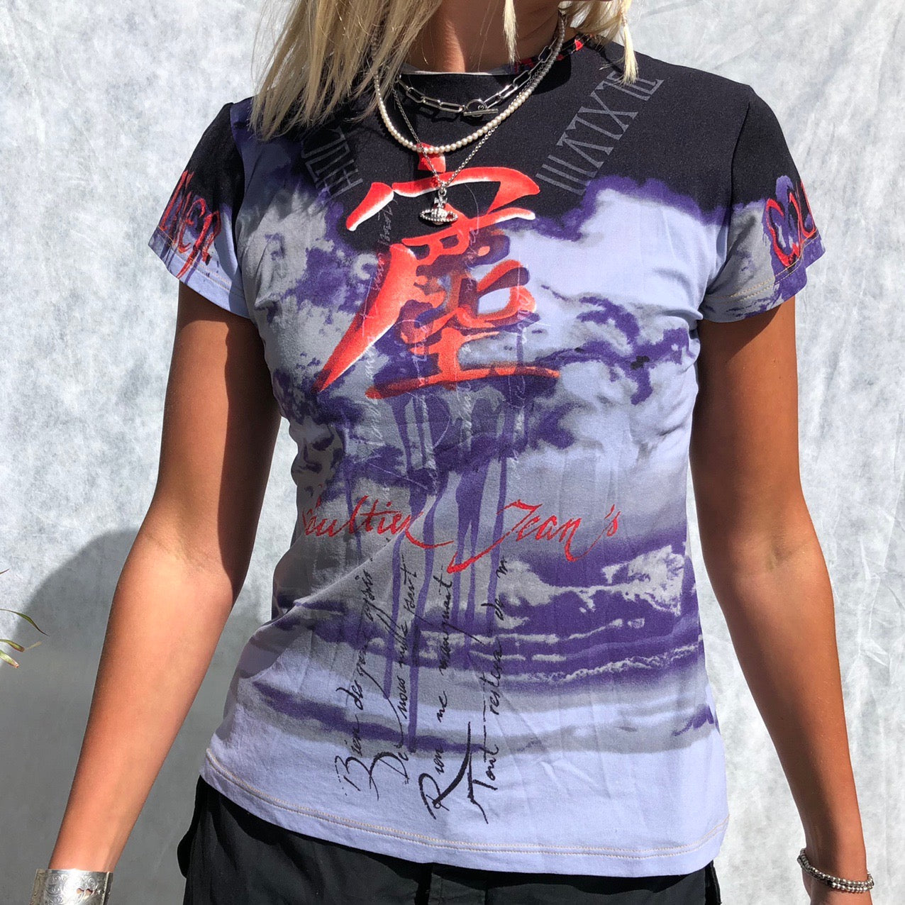 Jean Paul Gaultier JPG Asian Text / Graphic Print Mesh | Default Title, Red