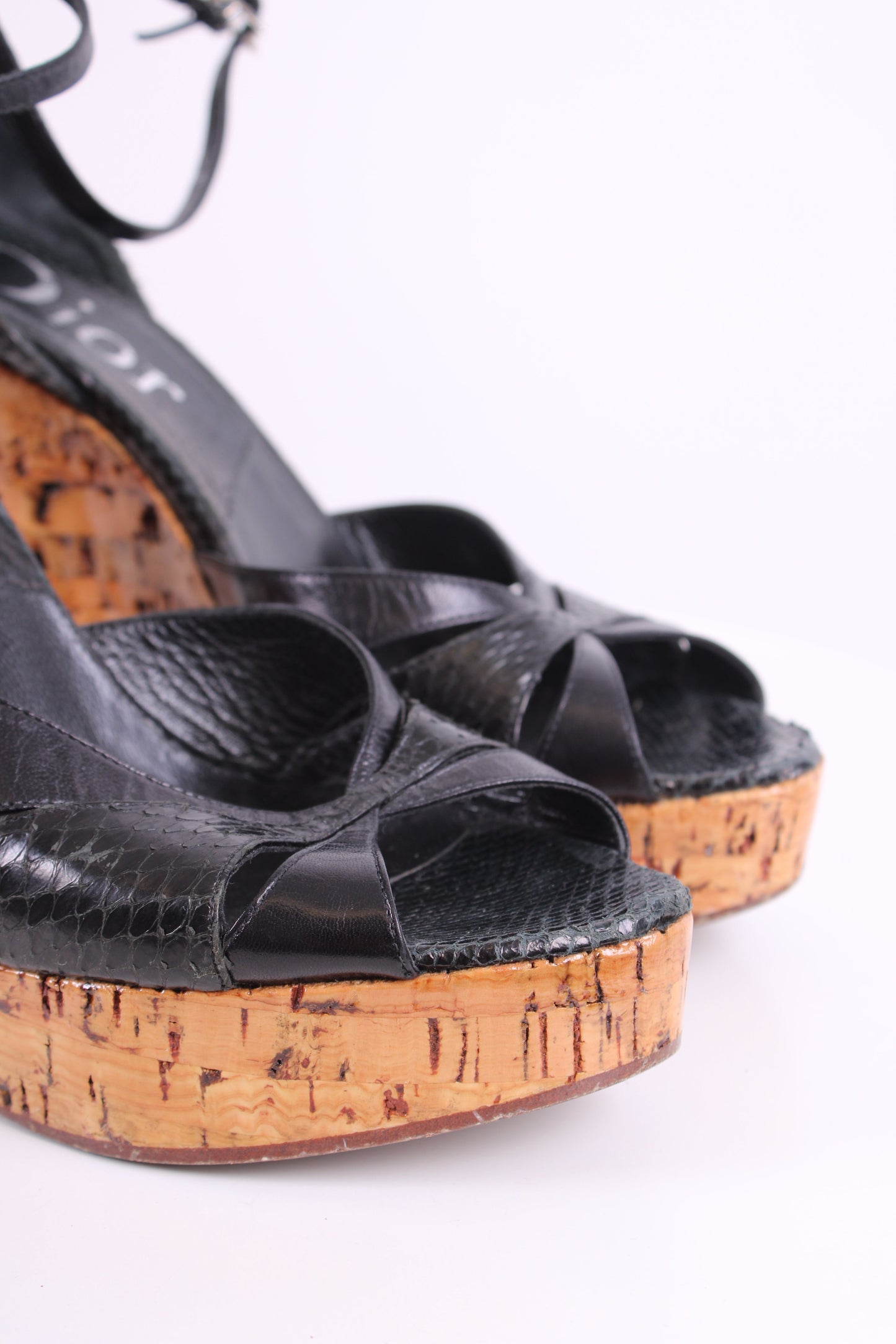 Dior Snake Cork Wedges Black 37 | O/S, Black