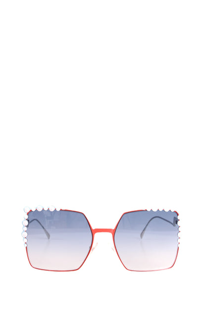 Fendi Embellished Square Sunglasses Blue/Red | O/S, Blue