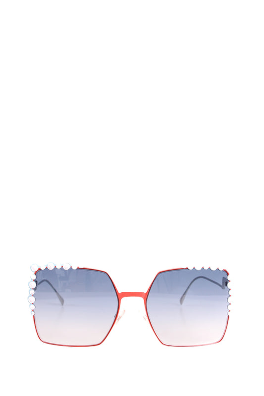 Fendi Embellished Square Sunglasses Blue/Red | O/S, Blue