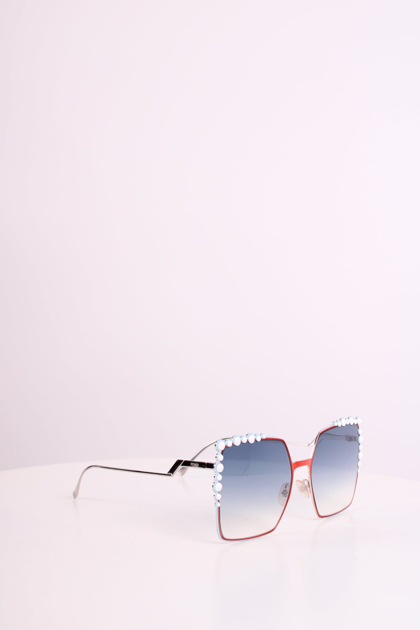 Fendi Embellished Square Sunglasses Blue/Red | O/S, Blue