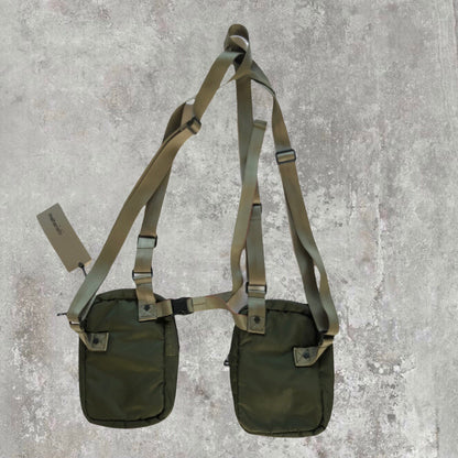 Maharishi Holster 2 Pouch Bum Bag / Chest Rig Khaki with Orange Lining | O/S, Multicoloured