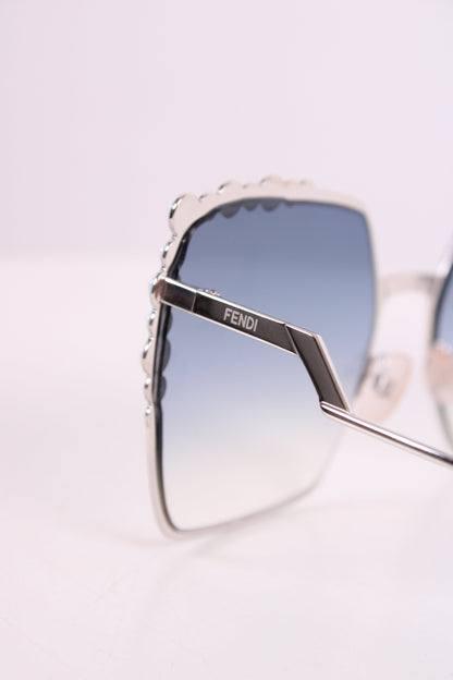 Fendi Embellished Square Sunglasses Blue/Red | O/S, Blue