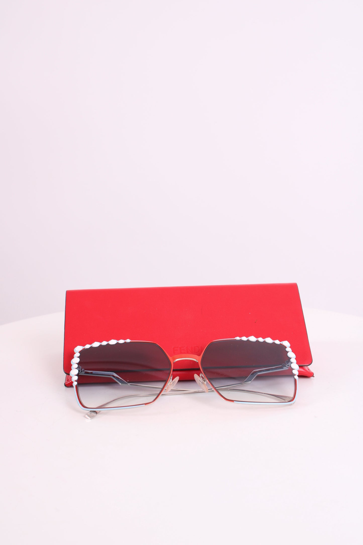 Fendi Embellished Square Sunglasses Blue/Red | O/S, Blue