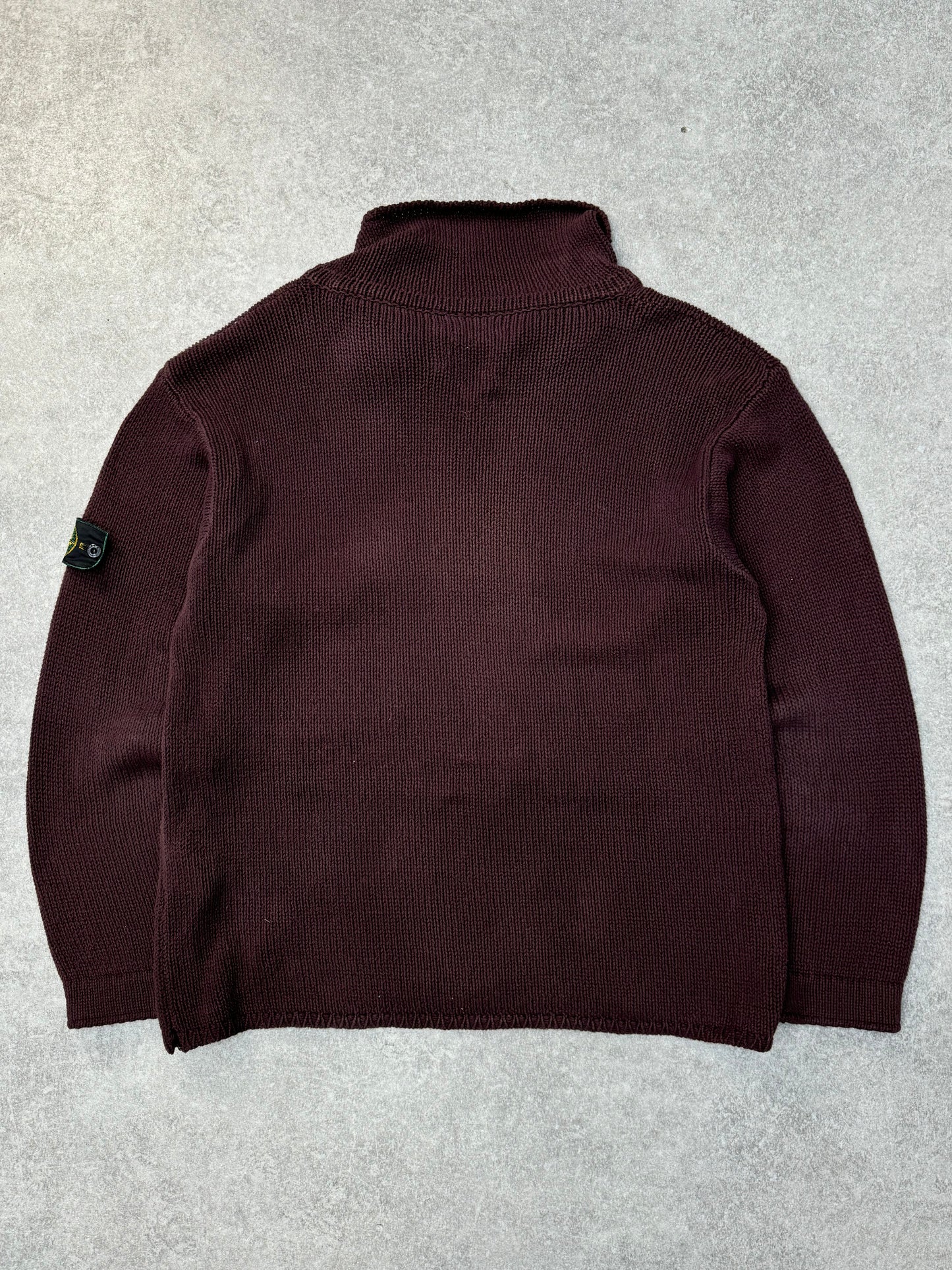 S/S 2000 Stone Island Half-Zip Chunky Cotton Knit Sweater