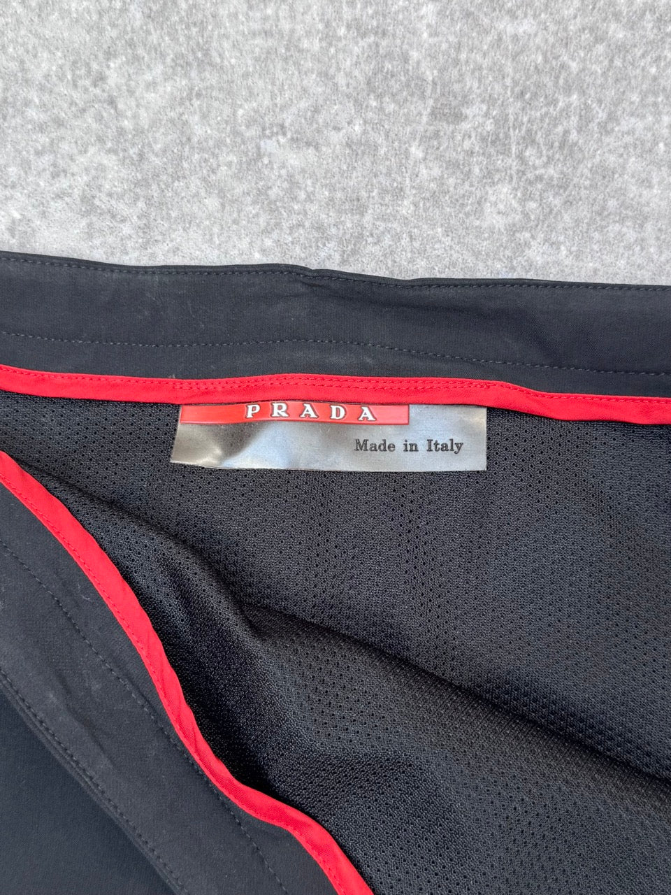 1998 Prada Multi-Zip Pockets Black Nylon Midi Skirt