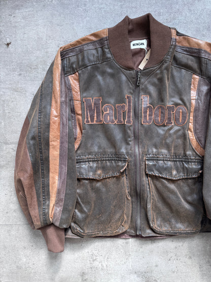 VT Rework: Marlboro Waxed Cotton Quad Pocket Leather Utility Jacket | Large, Brown