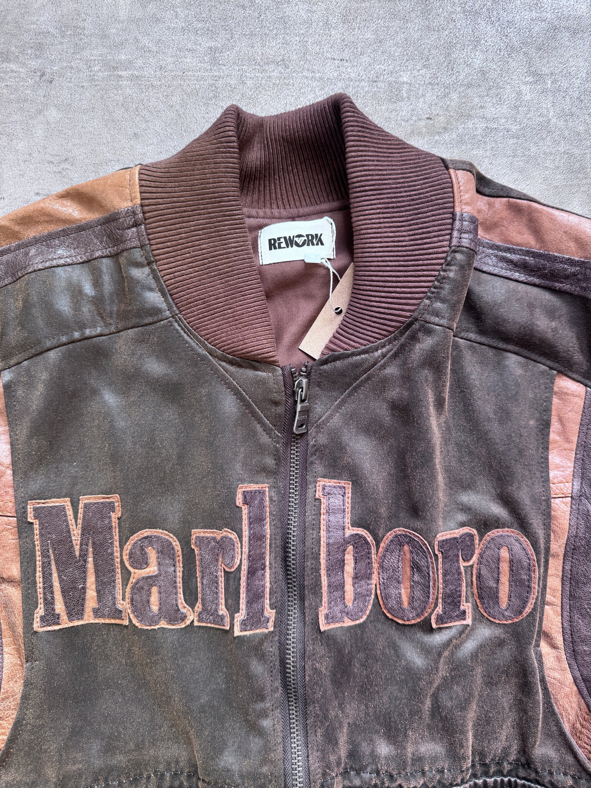 VT Rework: Marlboro Waxed Cotton Quad Pocket Leather Utility Jacket | Large, Brown