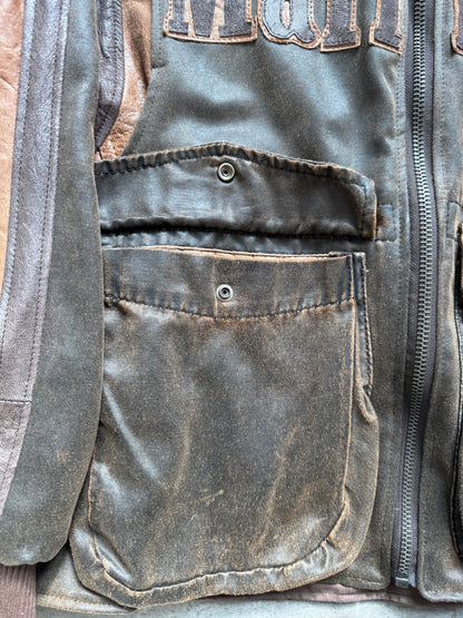 VT Rework: Marlboro Waxed Cotton Quad Pocket Leather Utility Jacket | Large, Brown