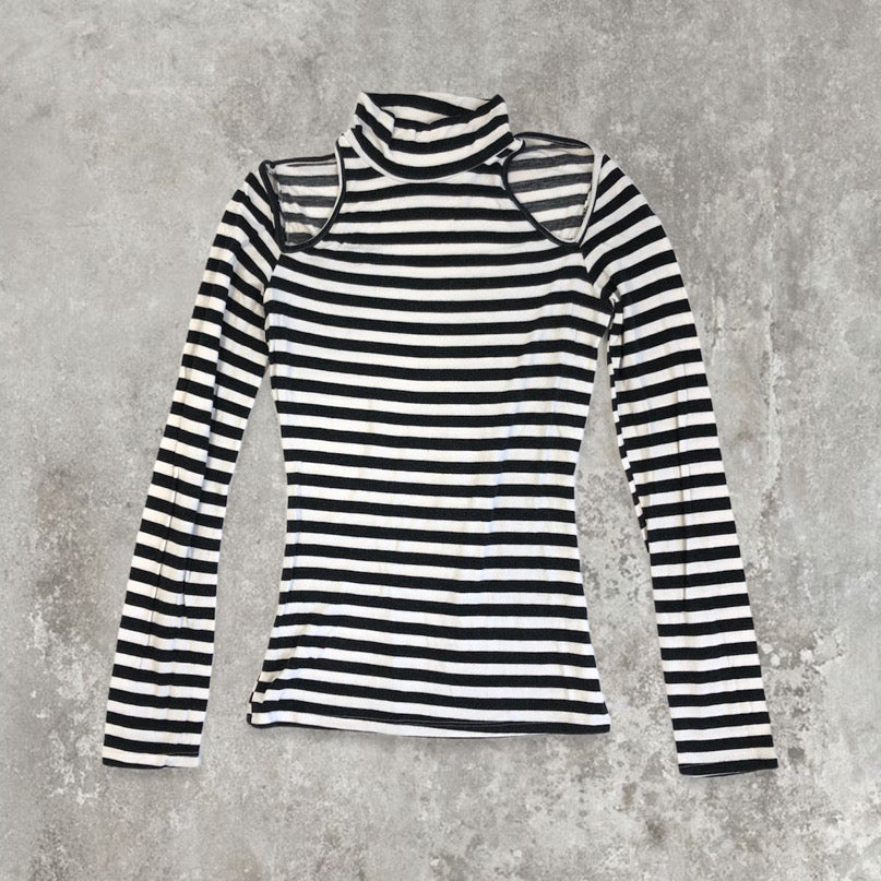 Morgan De Toi Cut Out Striped Top | Default Title, Black