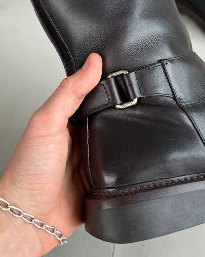 PRADA FW99 SQUARE TOE BROWN LEATHER BOOTS - EU 37 / UK 4.5 | UK 37, Brown