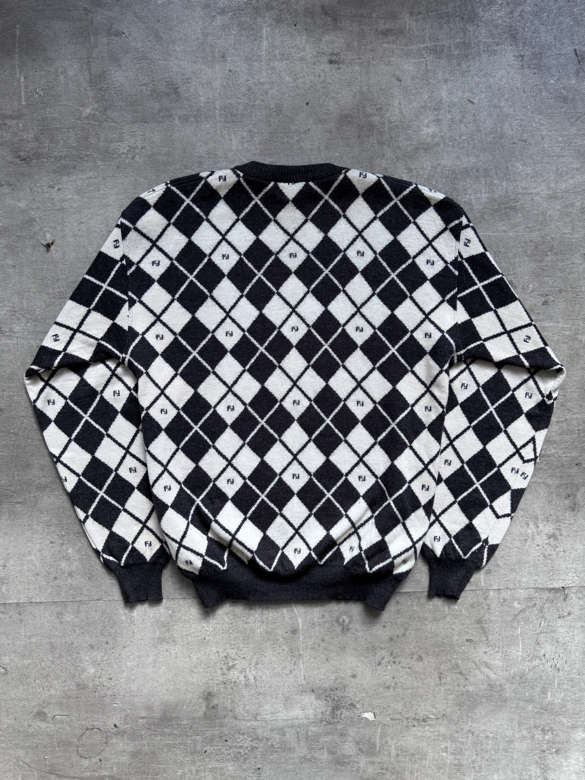 1990's Fendi Argyle Monogram Virgin Wool Knit Sweater | Large, Multicoloured