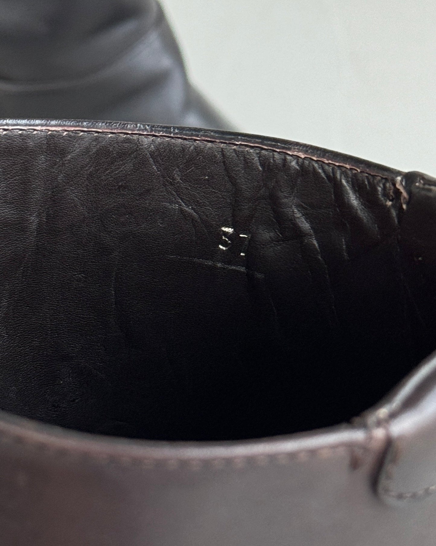 PRADA FW99 SQUARE TOE BROWN LEATHER BOOTS - EU 37 / UK 4.5 | UK 37, Brown