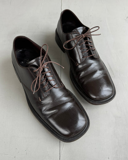 PRADA EARLY-2000'S BROWN LEATHER DERBY SHOES - UK 7.5 | UK 7.5, Brown