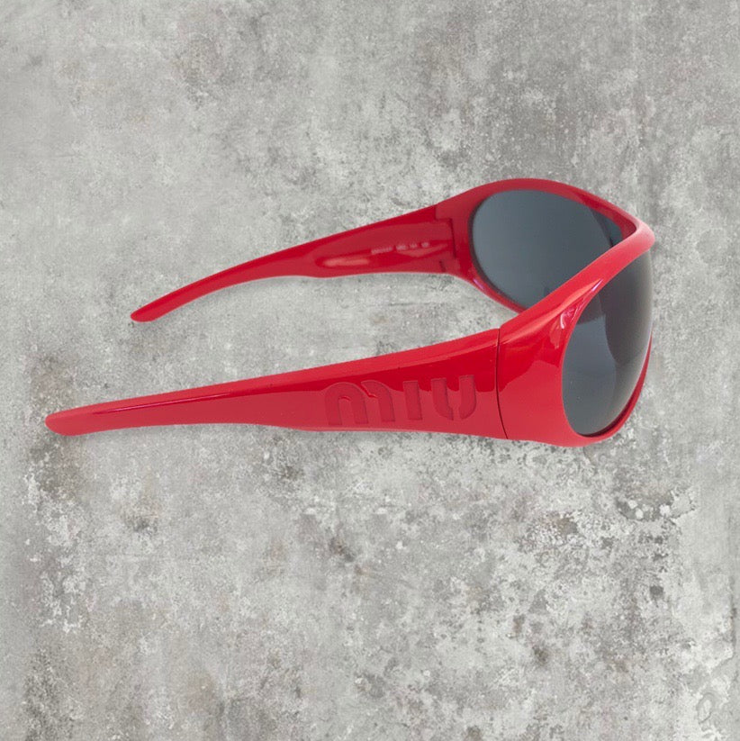 Miu Miu Archive Mask Wrap Sunglasses | O/S, Red