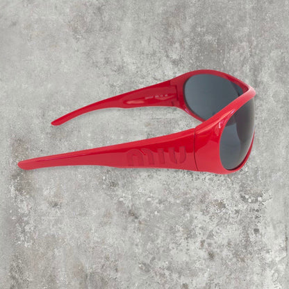 Miu Miu Archive Mask Wrap Sunglasses | O/S, Red