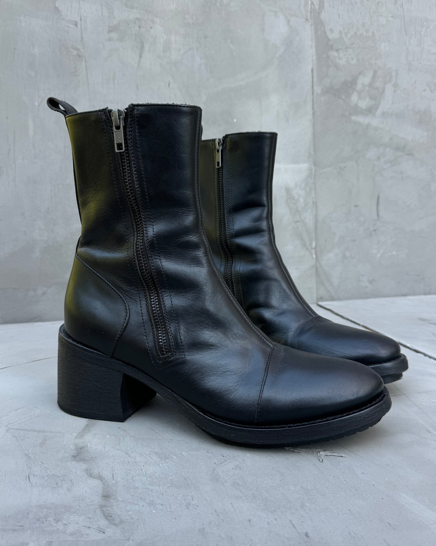 Ann Demeulemeester Heeled Vitello Leather Boots - EU 40 | UK 6.5, Black