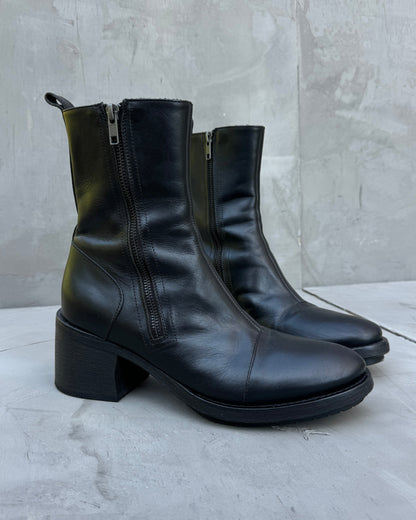 Ann Demeulemeester Heeled Vitello Leather Boots - EU 40 | UK 6.5, Black
